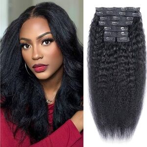 20” 100% Human Hair Kinky Curly Clip-In Extensions 8 pcs